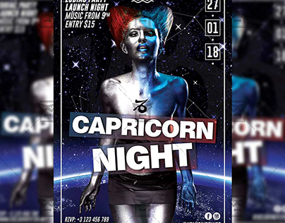 Capricorn Zodiac Night - Club A5 Flyer Template