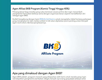 Agen Afiliasi BK8 Program (Komisi Tinggi Hingga 40%)