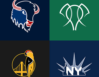 MLB Logo Re-designs (Cleveland, Oakland, Pittsburg, NY)