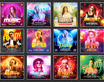DJ Night party flyer design and Instagram banner's