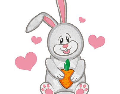 Vector illustartion of a lovely bunny holding carrot