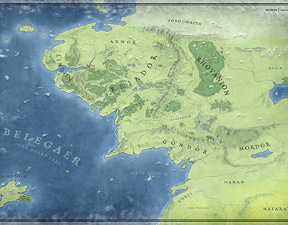 Map of Middle Earth in the Second Age