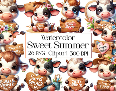 Watercolor Sweet Summer Clipart