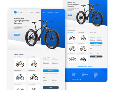 Bicycle E Commerce Shop Landing Page Design