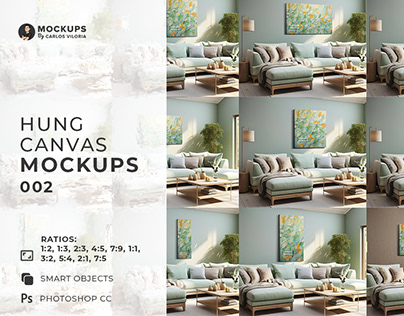 Hung Canvas Mockup Pack 002 – Scandinavian Living Room