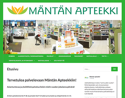 Mäntän Apteekin verkkosivut, 2017