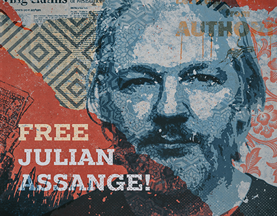 Poster with a Julian Assange quote #freeassange