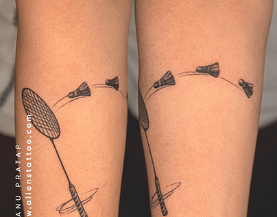 Amazing Badminton Tattoo by Bhanu Pratap.
