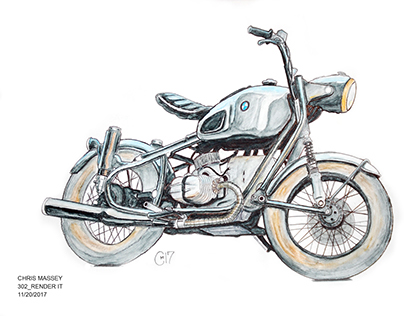 Drawing of a Cafe Racer