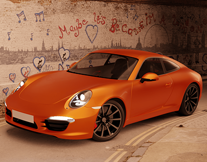 car renders with 3d scanned background model