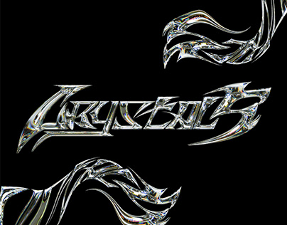 "CRYSTALS" chrome glass lettering logotype