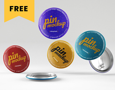 Glossy Button Pin Mockup Set - FREE