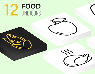 12 Food Line Icons