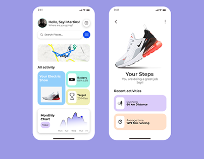 Electric Shoe Tracker App UI Design