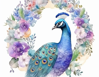 Cute Beautiful Peacocks watercolor sublimation
