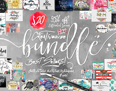 Bundle of Fonts and Graphics 95% Off