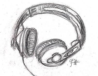 Still Life Drawing of Headphones