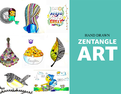 Colourful Hand Drawn Zentangle Art