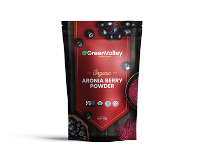 Aronia berry powder pouch packaging design