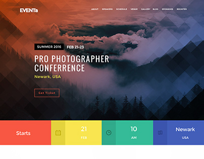 Onepage event management template.