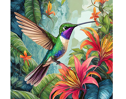 Project thumbnail - Ilustración Colibrí entre Flores Tropicales