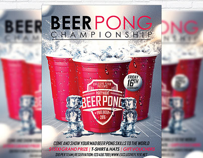 Beer Pong Championship - Premium Flyer Template + FB