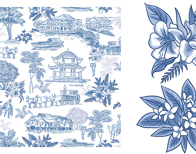 Seamless pattern with Singapore themes. Work to order.