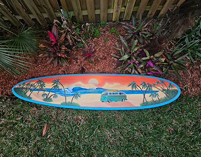 Surfboard for "Larry" Self Hand painted by Kimberly
