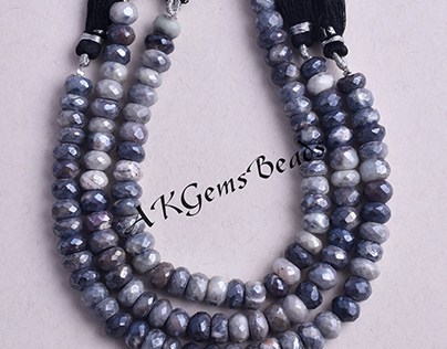 Gray Double Quartz Moonstone Coated Silverite Beads