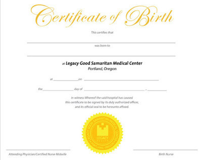 Birth Certificate for Legacy Health