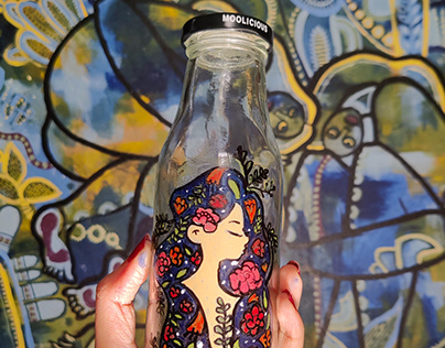 Glass Painting on Moolicious BD's Bottle