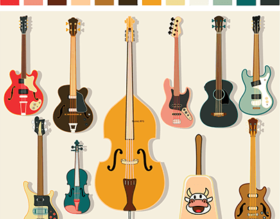 Flat Icons: Basses & Guitars