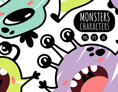 MONSTERS & ALIENS - cute vector characters