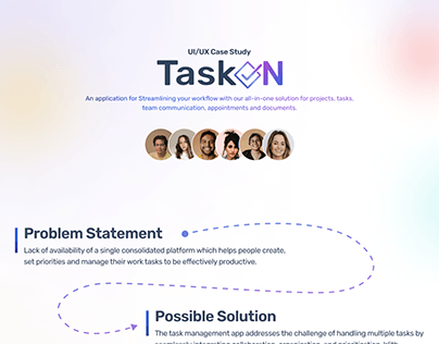 TaskON project management application | UX Case Study