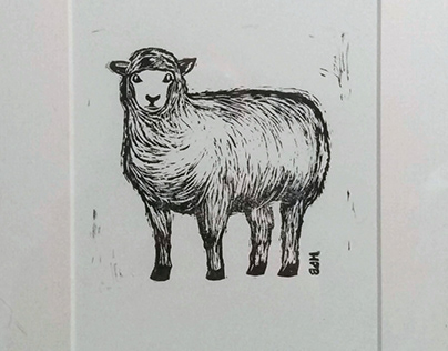 Sheep block print