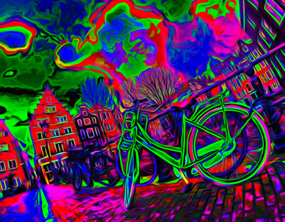 Neon bike in Amsterdam
