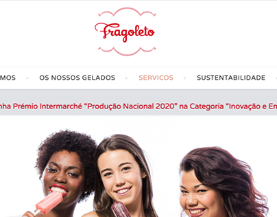 Website for Ice Cream Store "Fragoleto"
