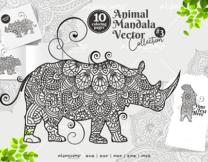 Animal Mandala Vector Coloring Book