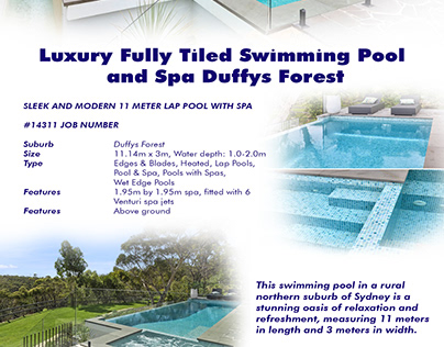 Luxury Fully Tiled Swimming Pool and Spa Duffys Forest