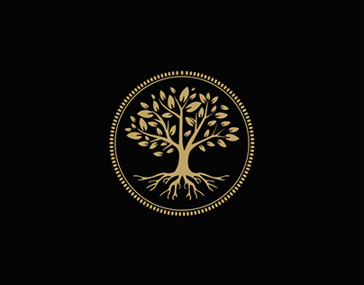 golden Tree of Life Stamp Maple logo design