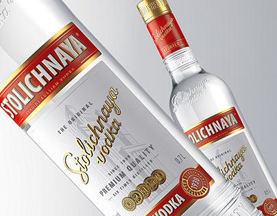 Vodka "STOLICHNAYA". Label and bottle redesign.