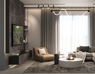 Modern Living Room, Mr.Azzaz Residence- 3D Visualiz.