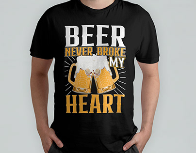 Beer never brock my heart T-shirt design.