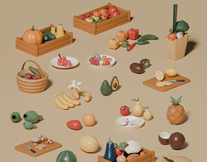 Low Poly Fruits & Vegetables