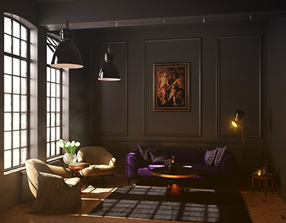 classical black interior with Minotti furniture