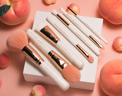 Peach Makeup Brush Set Photoshoot