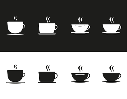 Set of icons of cups with coffee. Tea cups icons