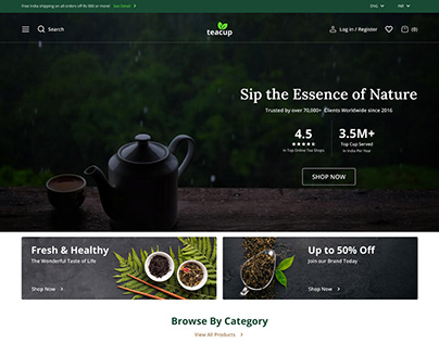 Teacup Organic Tea Brand Ecommerce Website