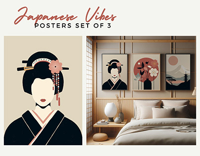 Japanese Vibes posters set
