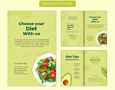 Vector food dietary plan bi-fold brochure template.